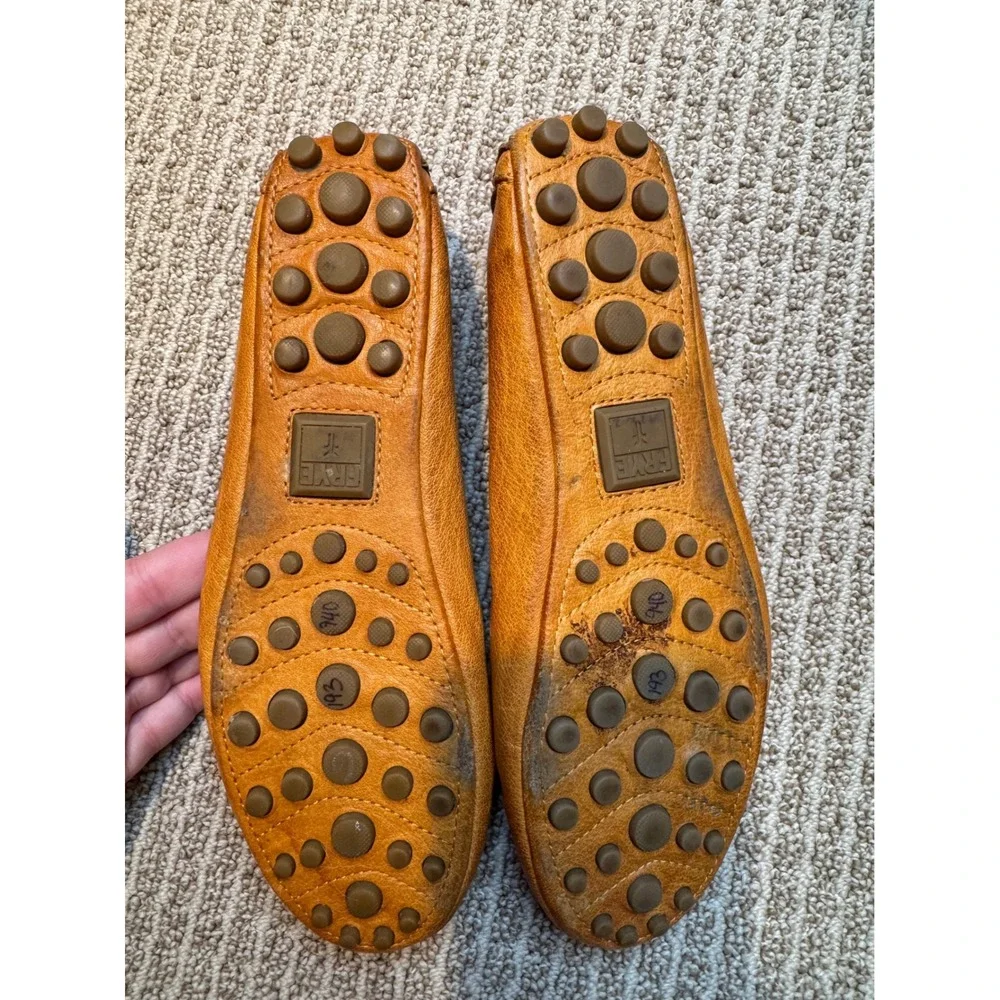 FRYE Women's Tan Leather Driving Moccasin Flats Shoes